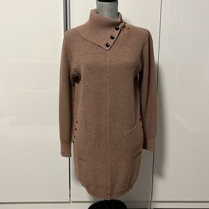 NWOT Blush Cowl Neck Long Sweater Dress Buttons Detail and Pockets, Size S/M